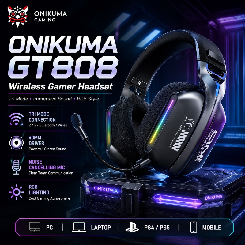 ONIKUMA GT808 Wireless Gaming  - đánh giá và giá Gaming Headset Rgb