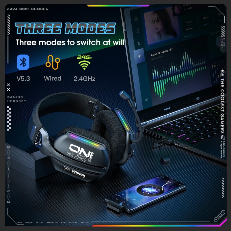 ONIKUMA GT808 Wireless Gaming  - đánh giá và giá Gaming Headset Rgb