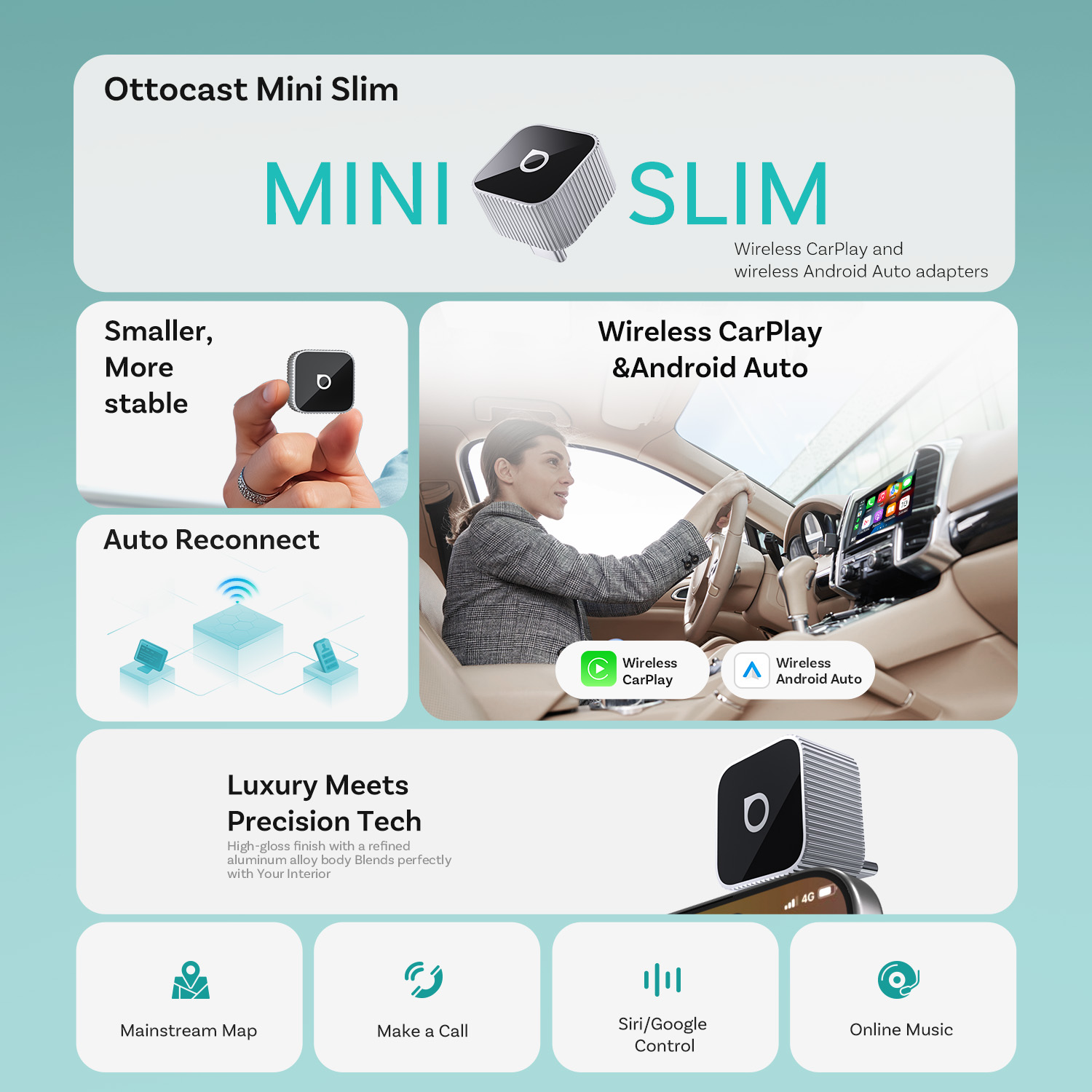Ottocast Mini Slim Wireless Ca - đánh giá và giá Bluetooth Adapter Receiver